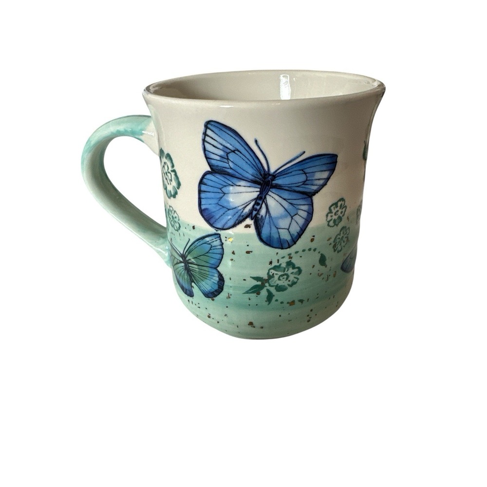 Sheffield Home Cup Hand Painted Butterflies & Flowers Ceramic Coffee Tea Mug